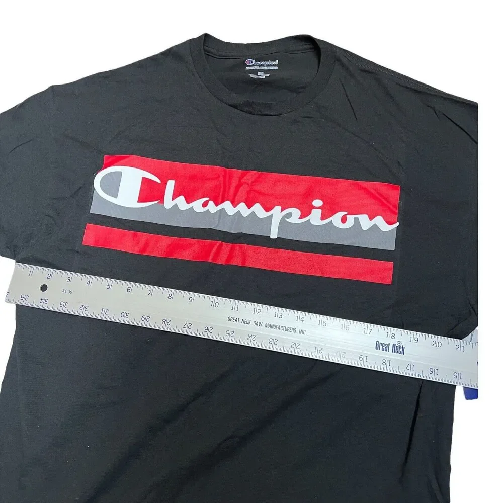 Champion T Shirt‎ Men’s 1XL Logo Authentic Script Streetwear Red White Tee - Picture 6 of 7